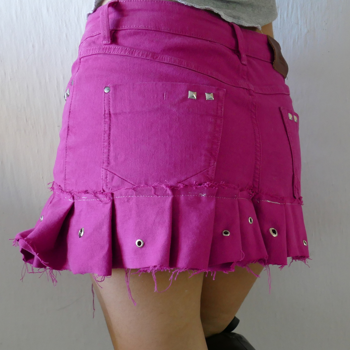Pink denim skirt
